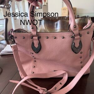 Jessica Simpson Blush Pink Studded Shoulder Satchel